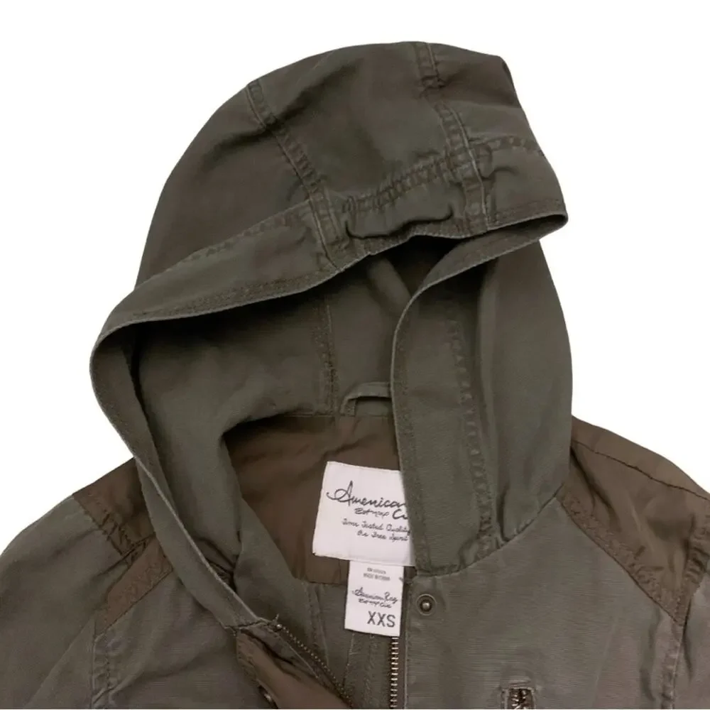 American Rag Military Green Hooded Utility Jacket Coat Army Olive Fisherman